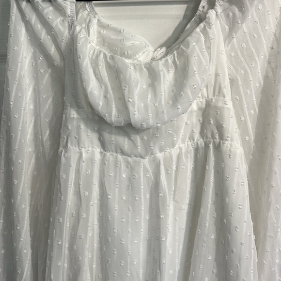 Shein white long-sleeve Swiss dot dress - size Medium - Picture 2 of 7